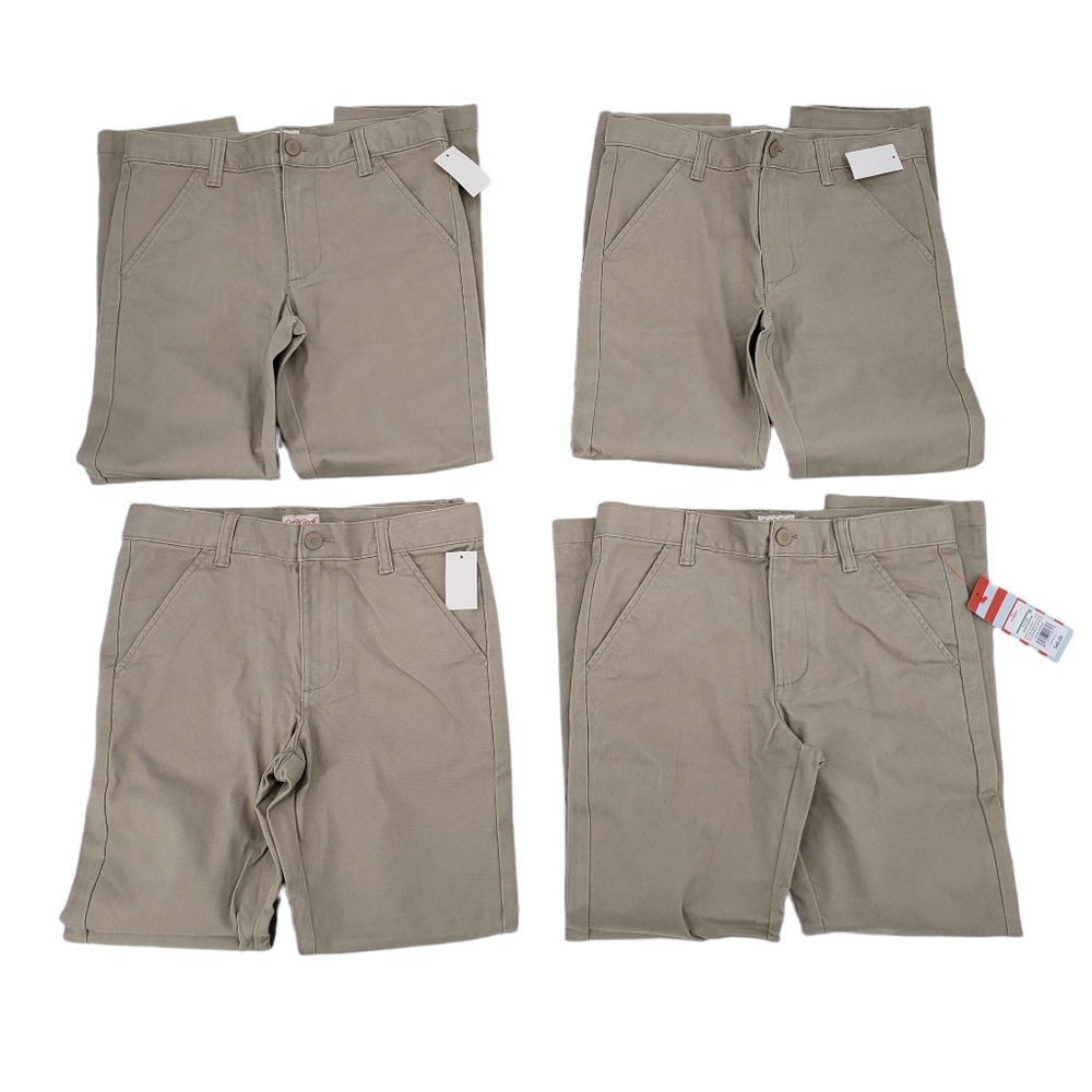 NWT Cat & Jack Boys School Uniform Pants Size 10 Husky  Four Pack Vintage Khaki
